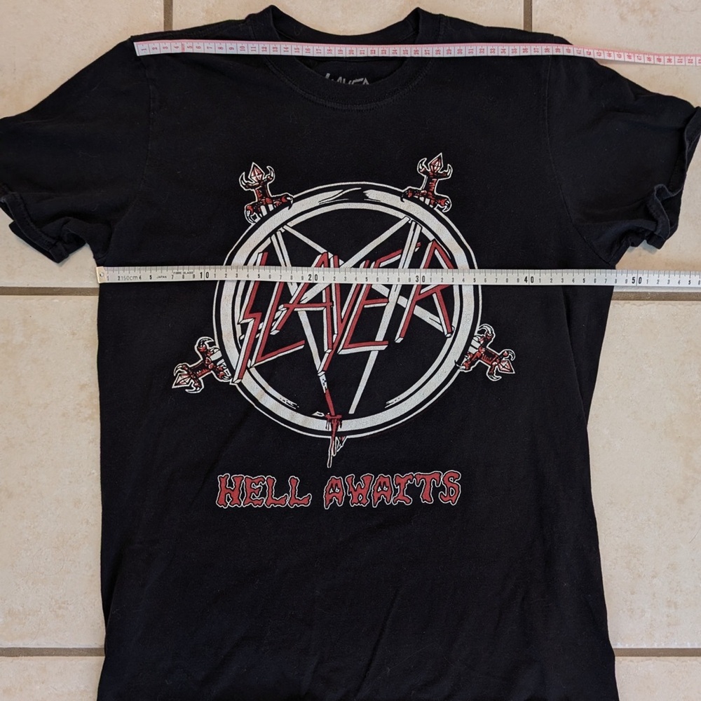 100% Cotton Slayer Band Hell Awaits Men’s Tee Shirt Size Medium - Picture 5 of 9